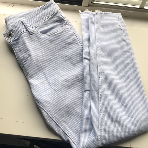 Zara Denim - ZARA BASIC Z1975 DEMIN JEANS BLUE/white striped
